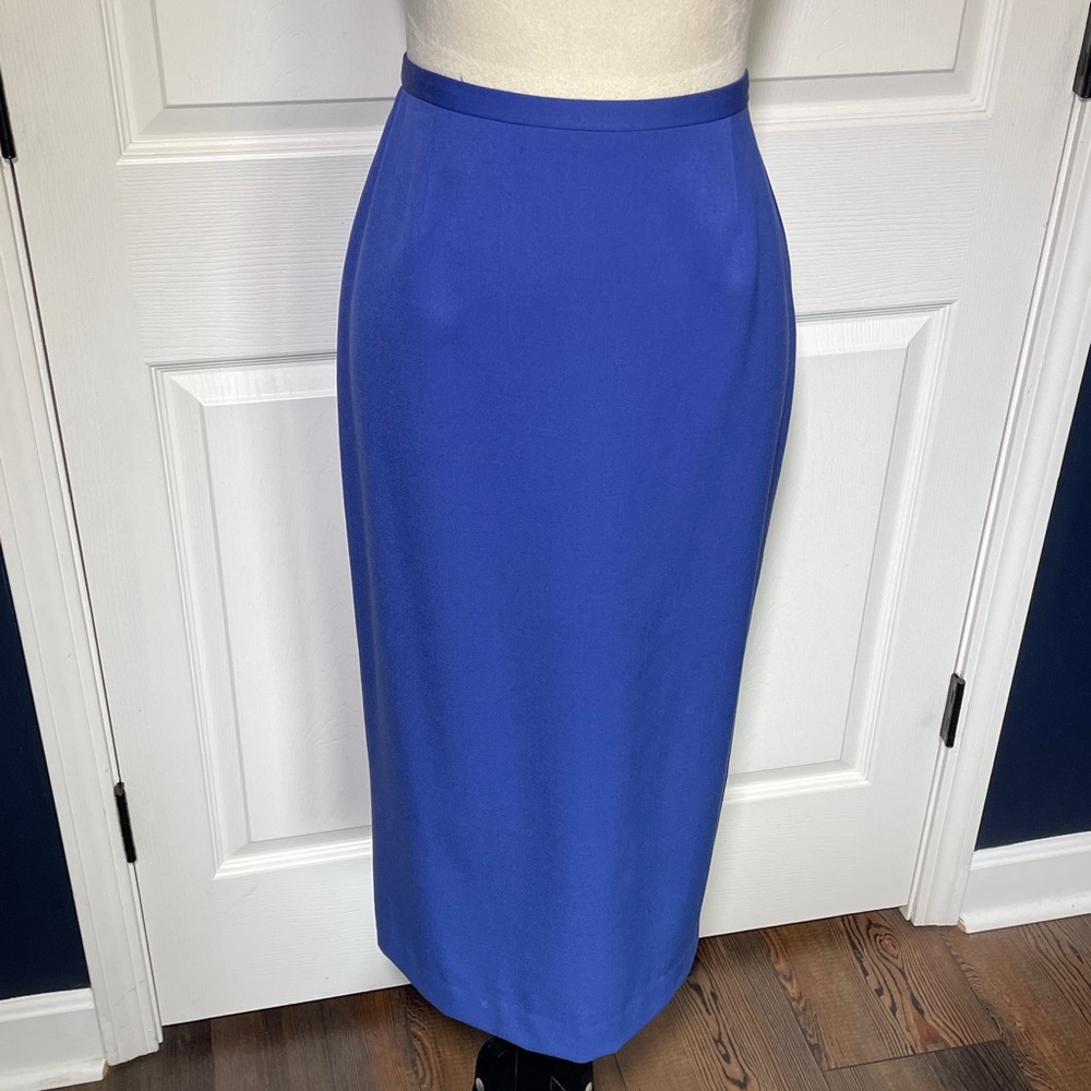 Vintage HW New York Wool Royal Blue Pencil Skirt Fully Lined Size 6